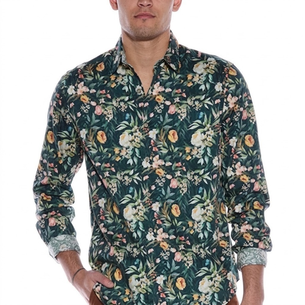 Robert Graham Gatlin Floral Print Long Sleeve Shirt Size S Classic Fit NWT $198
